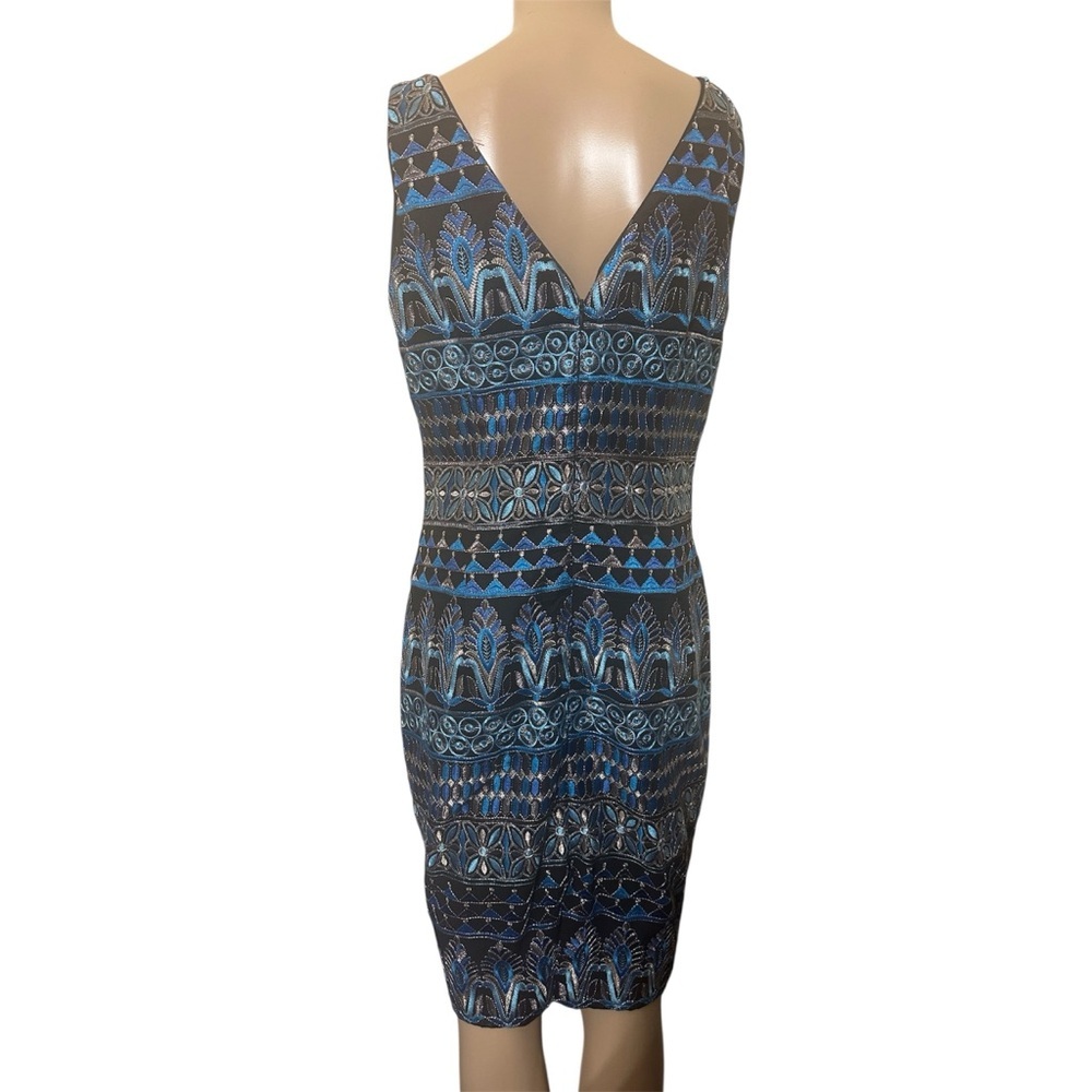 White House Black Market Blue and Black Midi Dress - Picture 4 of 6
